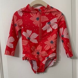Floral Red Kids Rashguard